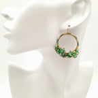 Miyuki Hoop Crystal Earrings - Emerald