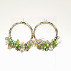 Miyuki Hoop Crystal Earrings - Olive