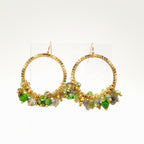 Miyuki Hoop Crystal Earrings - Olive