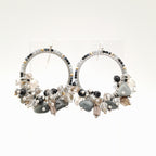 Miyuki Hoop Crystal Earrings - Graphite
