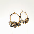 Miyuki Hoop Crystal Earrings - Graphite
