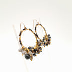 Miyuki Hoop Crystal Earrings - Graphite