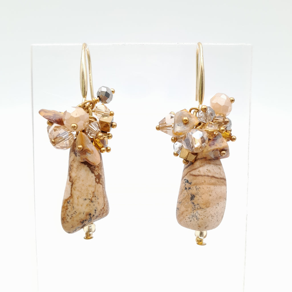 Gemstone Drop Earrings - Picture Jasper