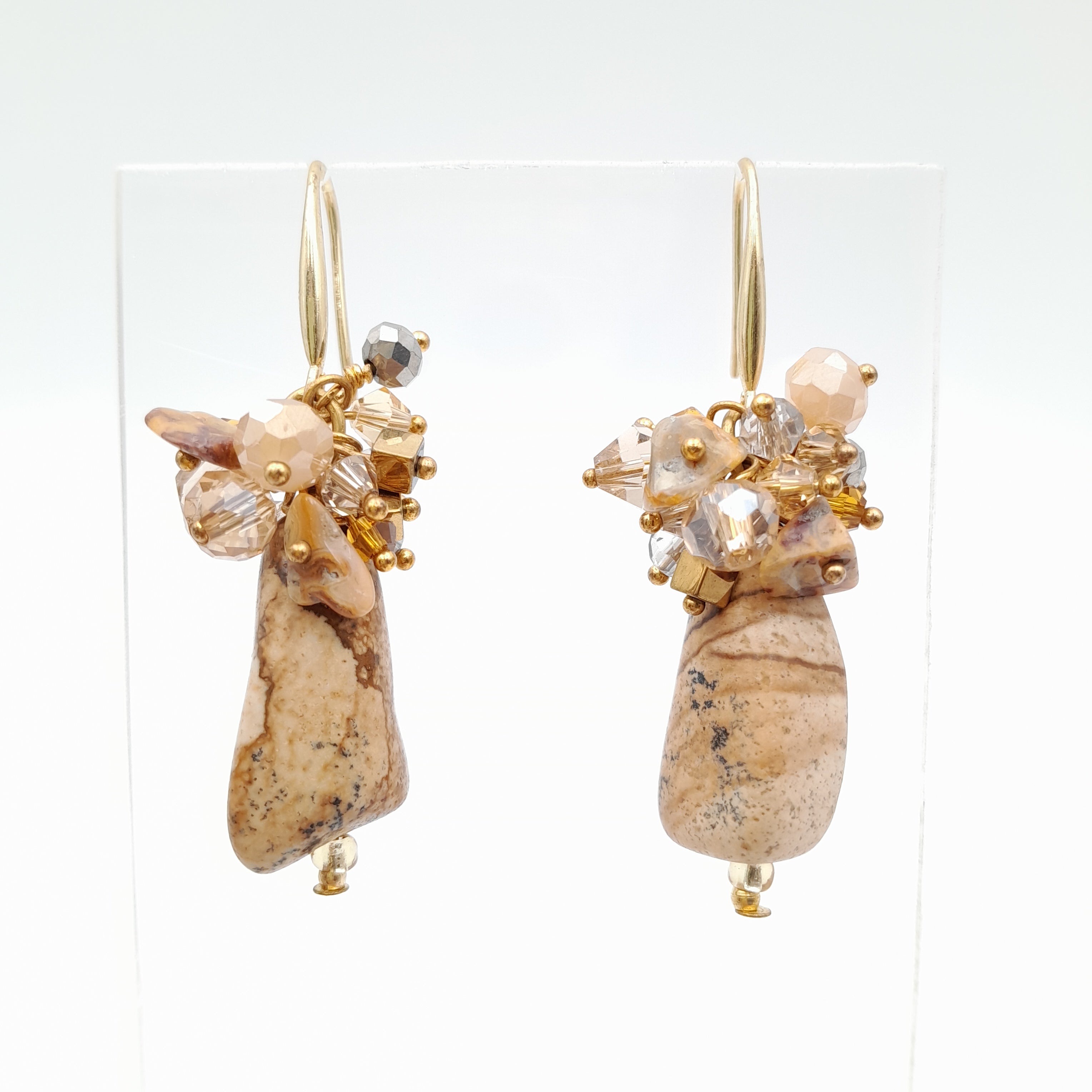 Gemstone Drop Earrings - Picture Jasper