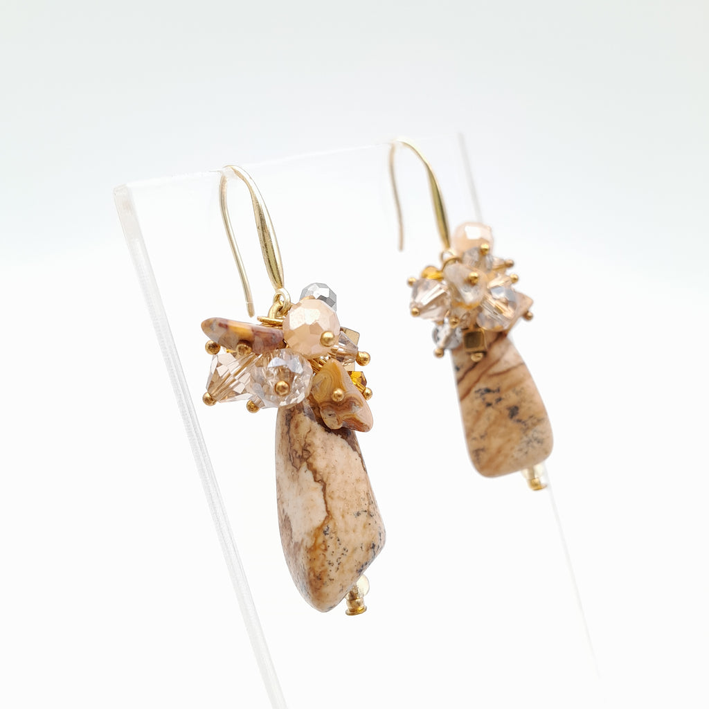 Gemstone Drop Earrings - Picture Jasper