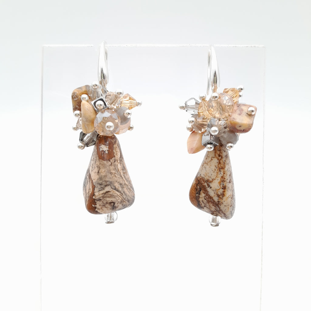 Gemstone Drop Earrings - Picture Jasper