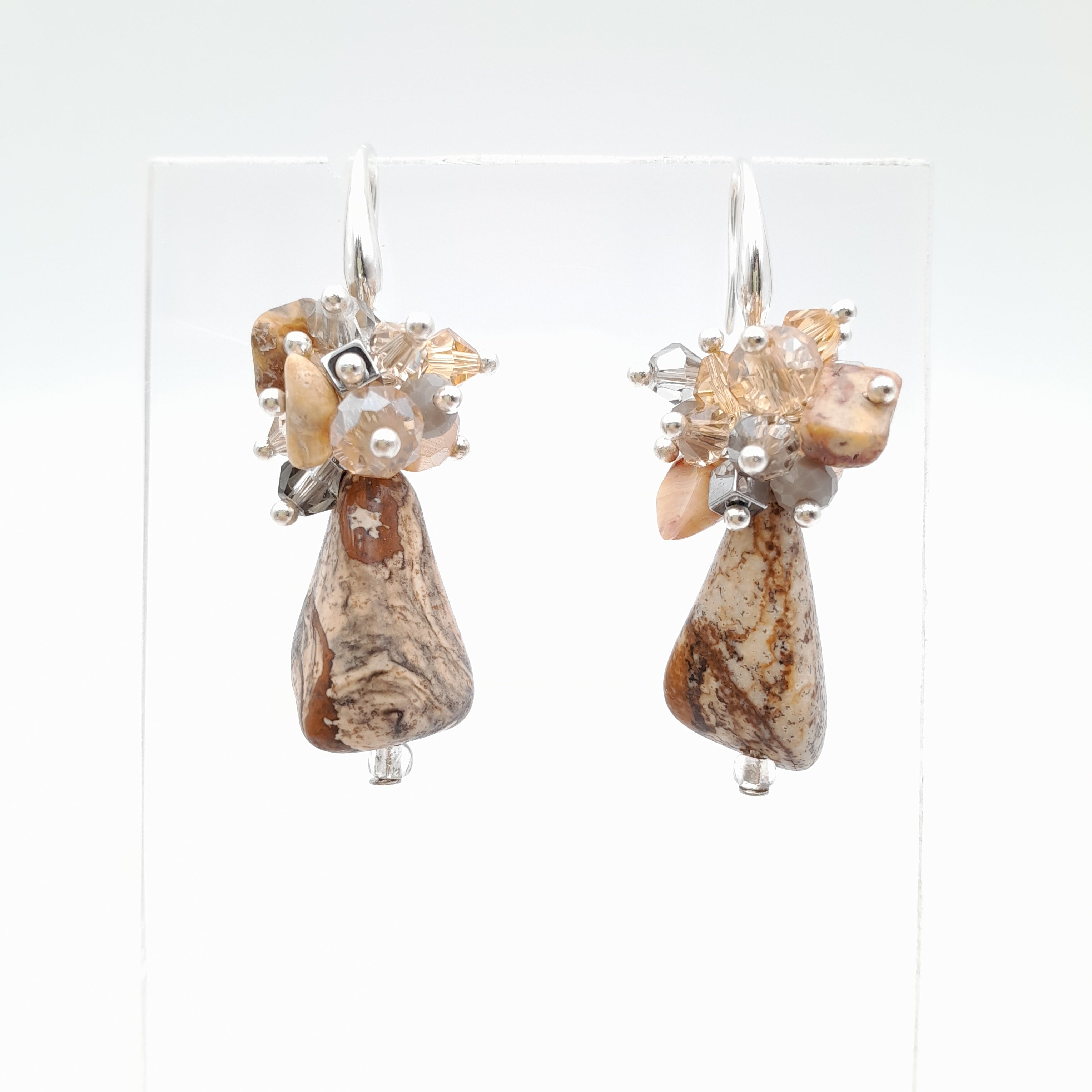 Gemstone Drop Earrings - Picture Jasper
