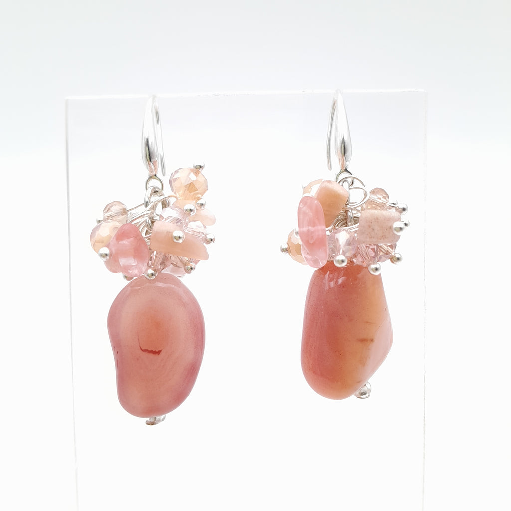 Gemstone Drop Earrings - Apricot Agate