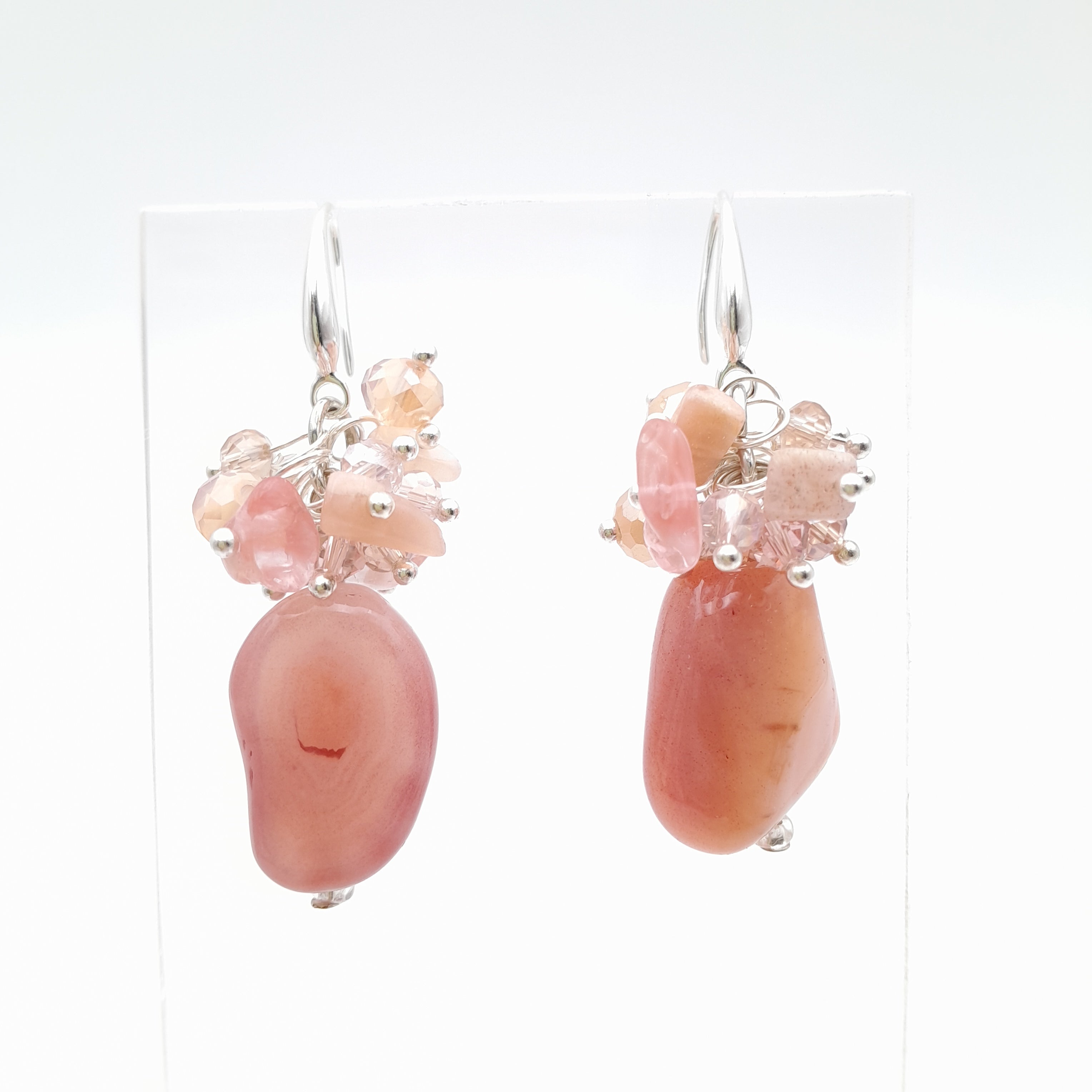 Gemstone Drop Earrings - Apricot Agate