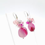 Gemstone Drop Earrings - Hot Pink Agate