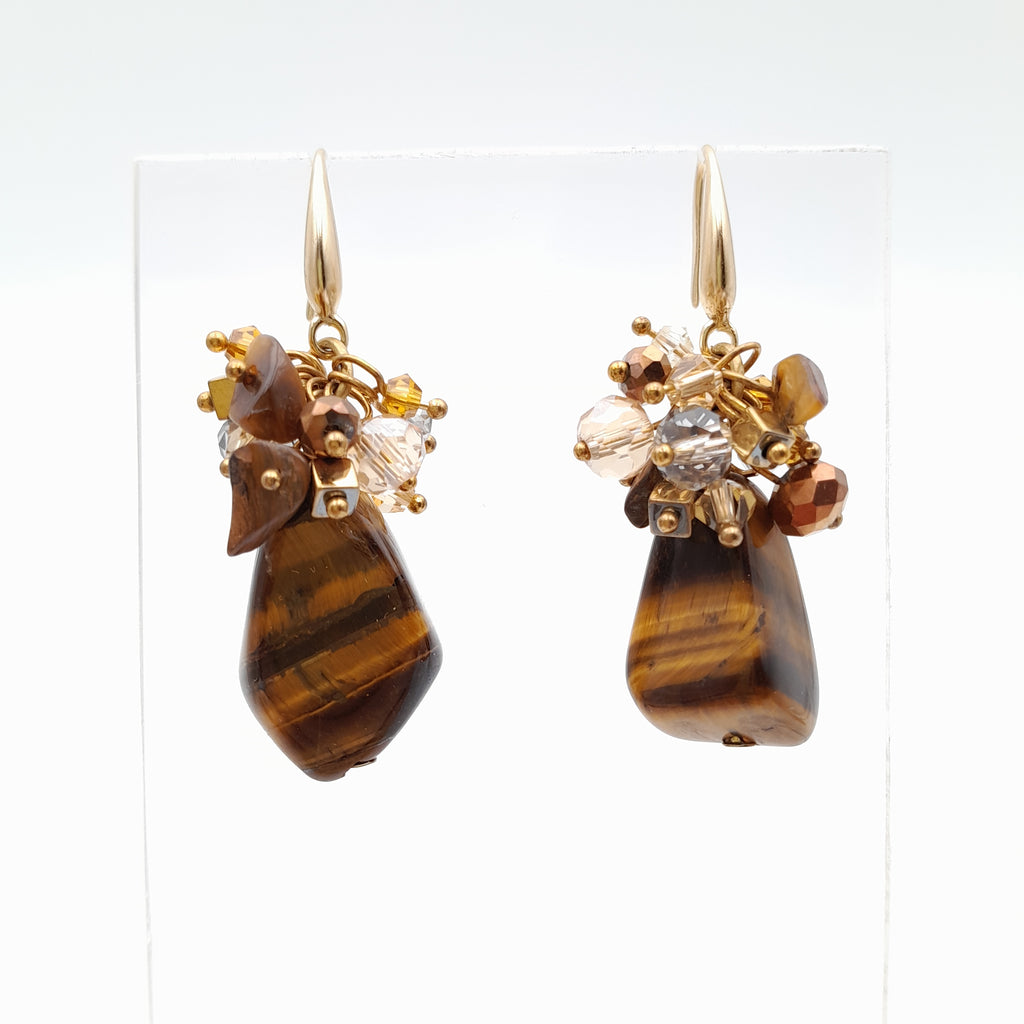 Gemstone Drop Earrings - Tiger's Eye