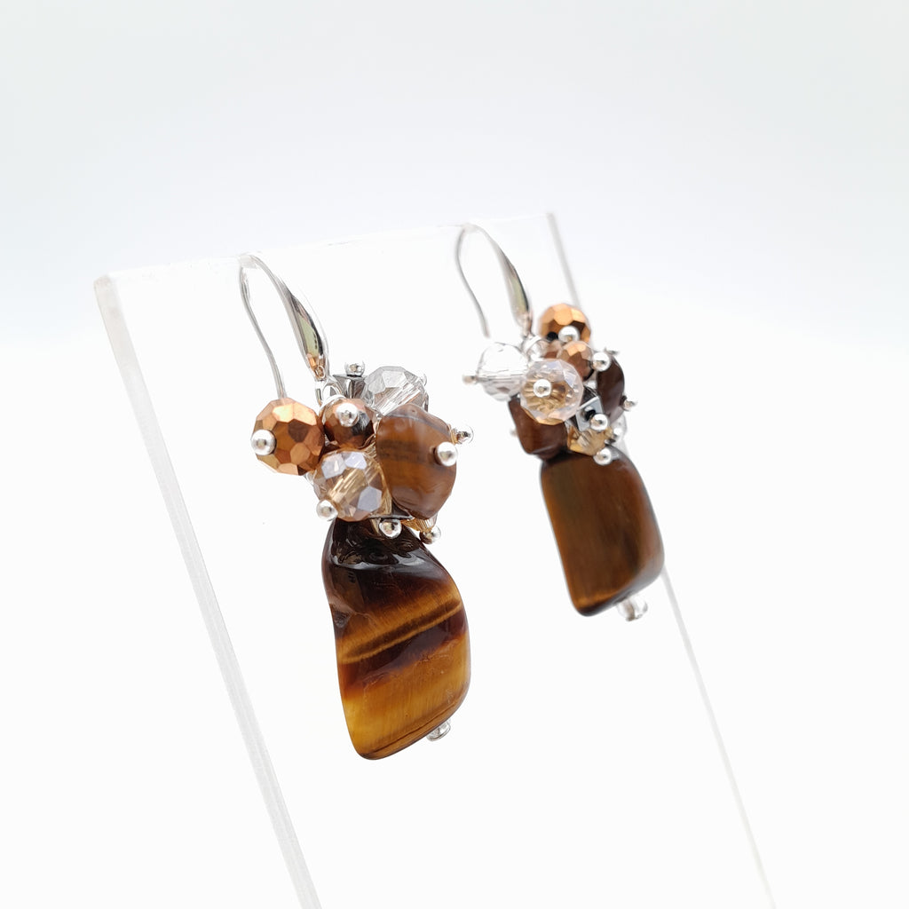 Gemstone Drop Earrings - Tiger's Eye