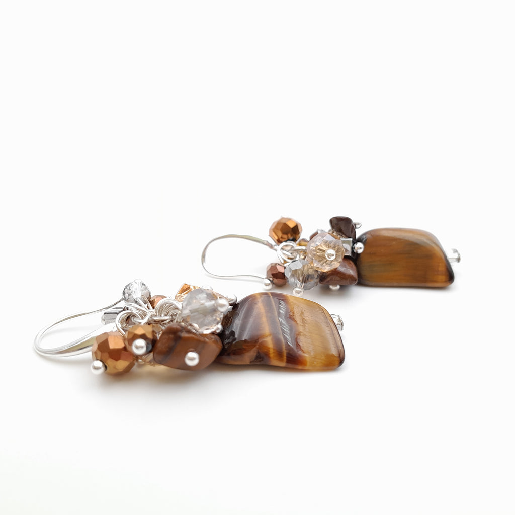 Gemstone Drop Earrings - Tiger's Eye