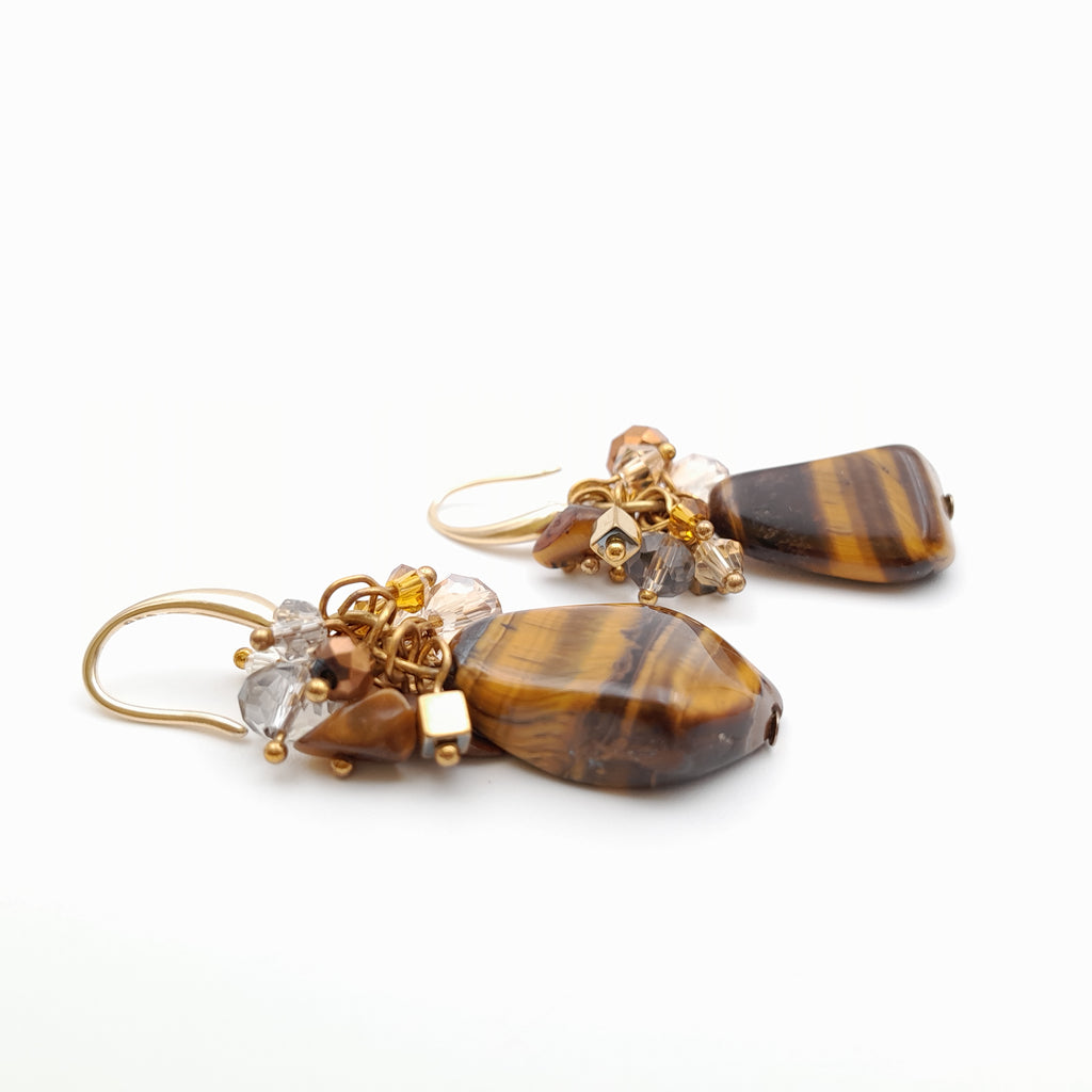 Gemstone Drop Earrings - Tiger's Eye