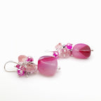 Gemstone Drop Earrings - Hot Pink Agate
