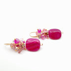 Gemstone Drop Earrings - Hot Pink Agate