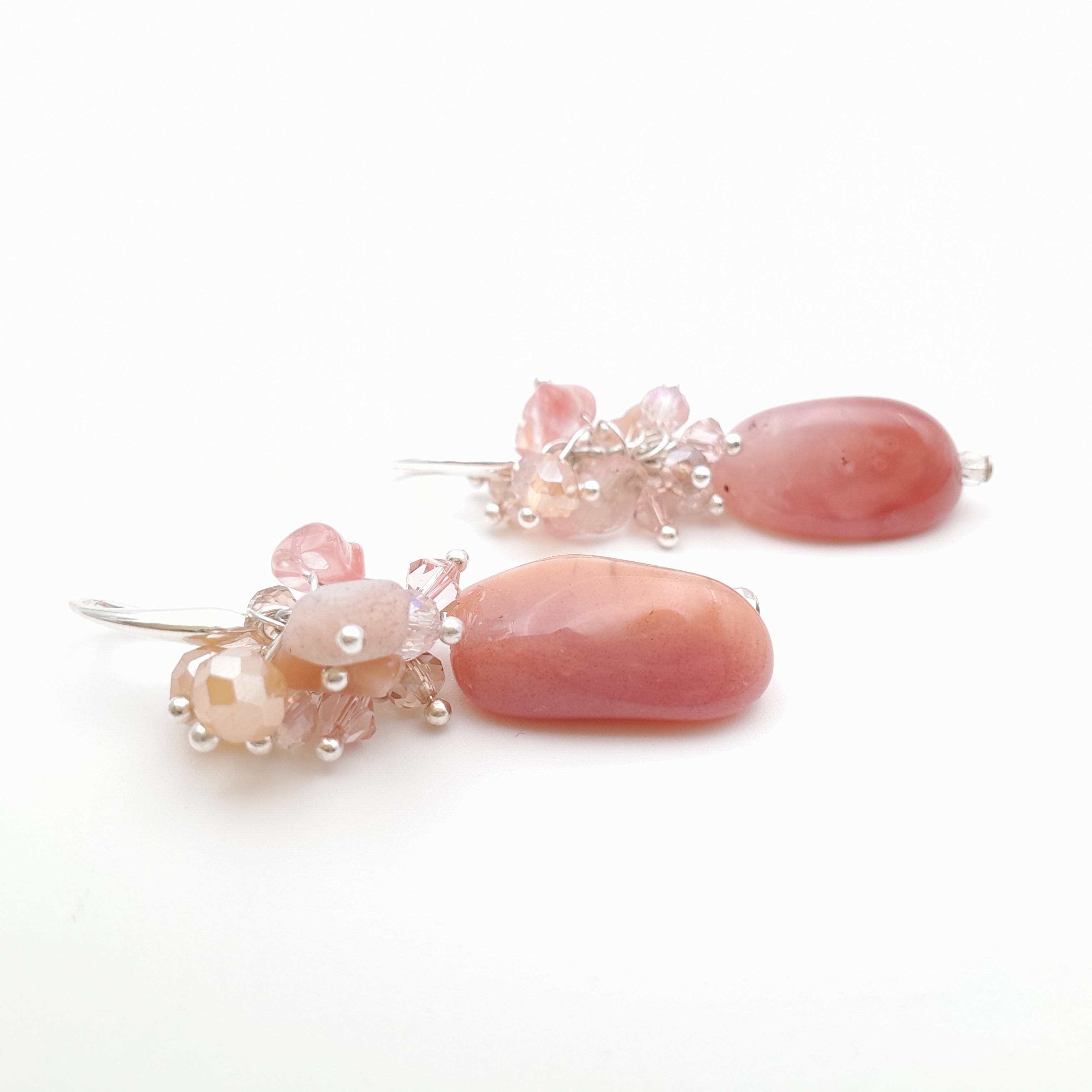 Gemstone Drop Earrings - Apricot Agate