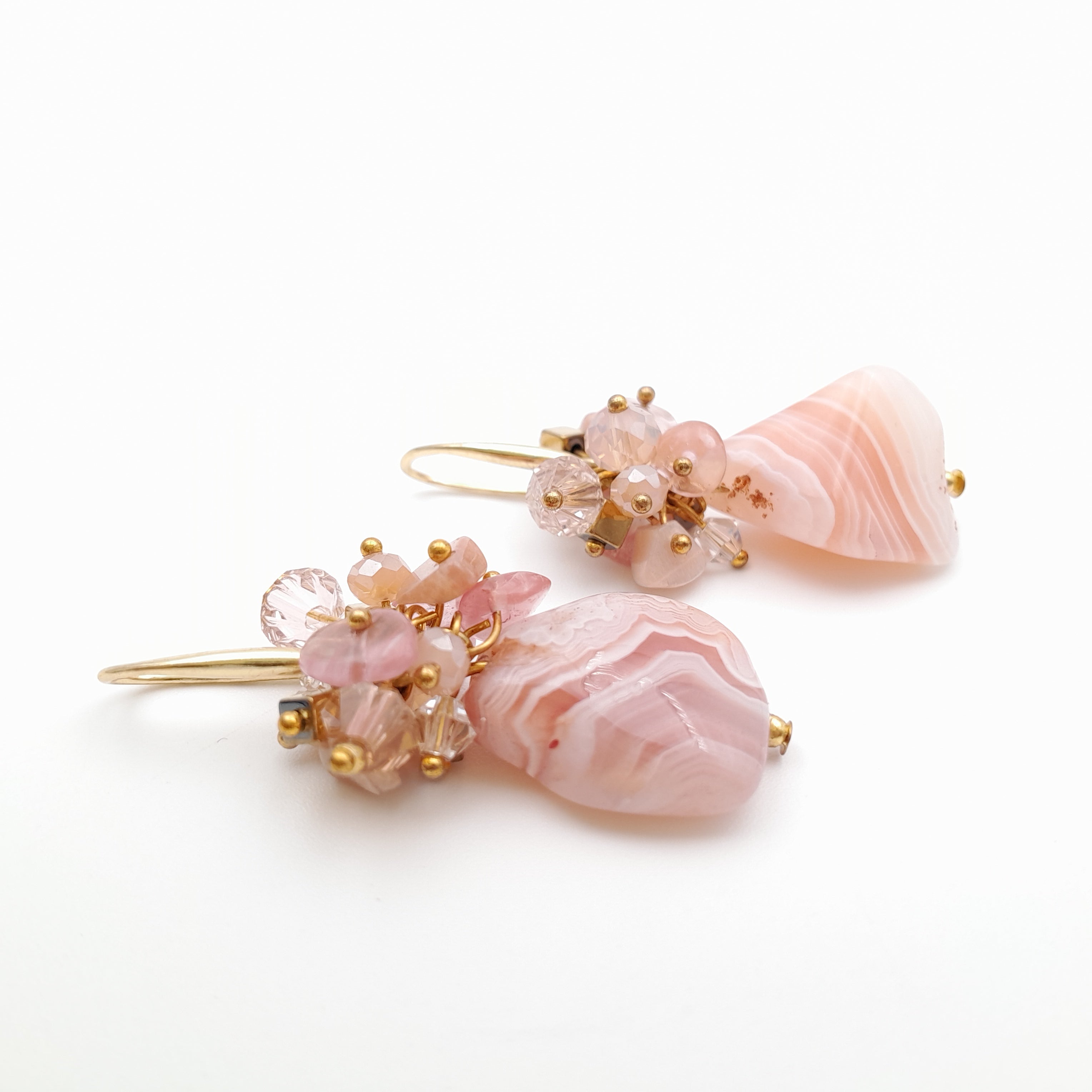 Gemstone Drop Earrings - Apricot Agate