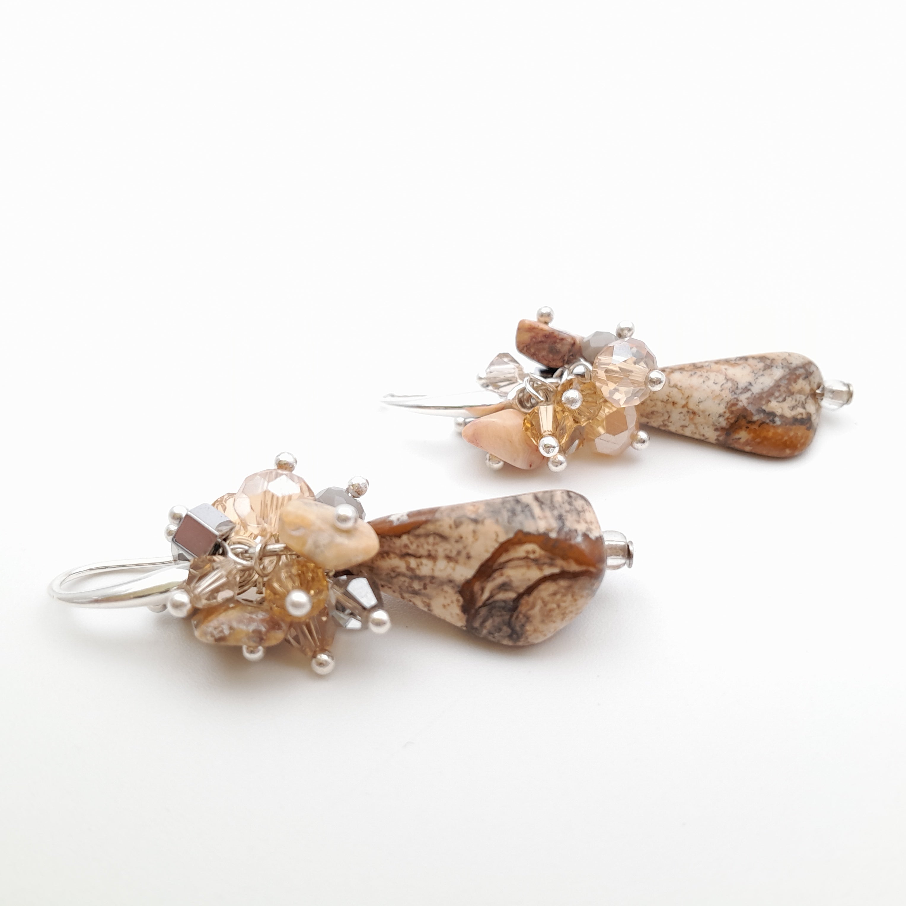 Gemstone Drop Earrings - Picture Jasper
