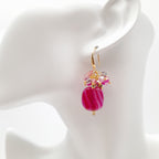 Gemstone Drop Earrings - Hot Pink Agate