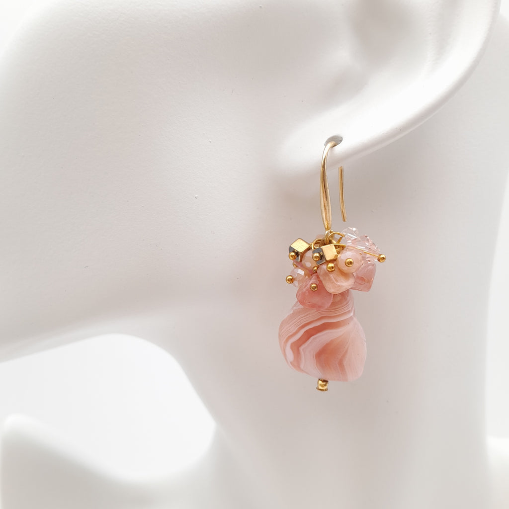 Gemstone Drop Earrings - Apricot Agate