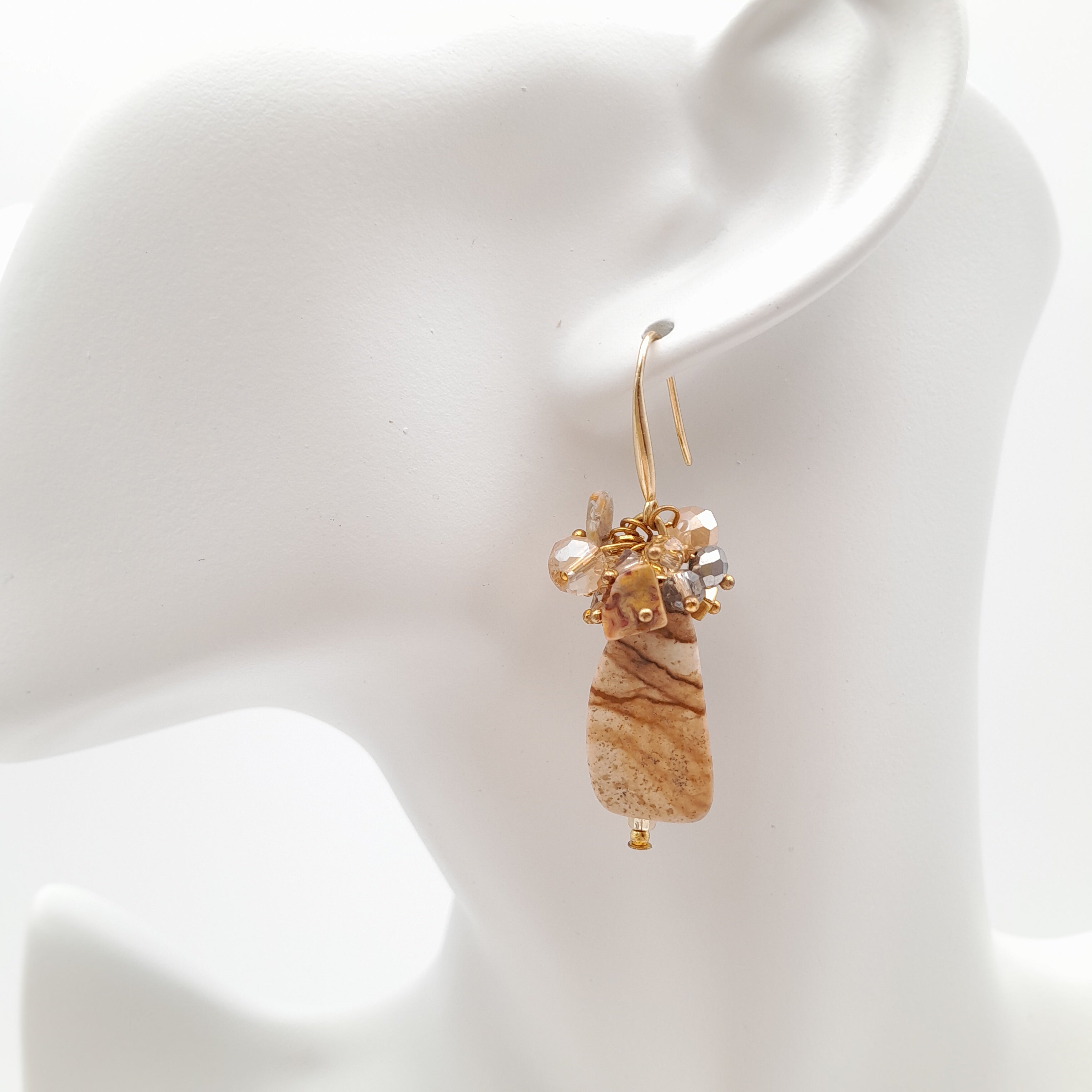 Gemstone Drop Earrings - Picture Jasper