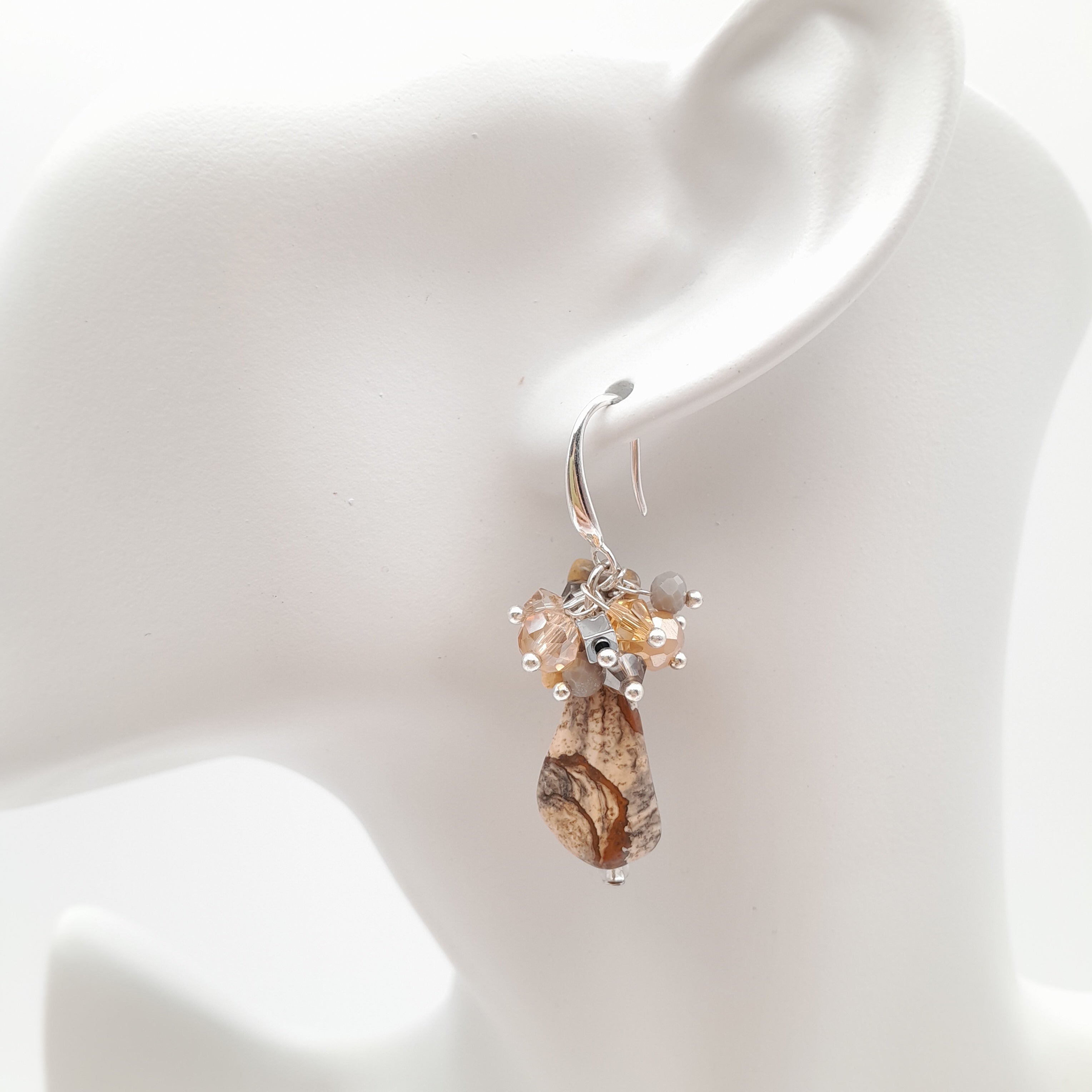 Gemstone Drop Earrings - Picture Jasper