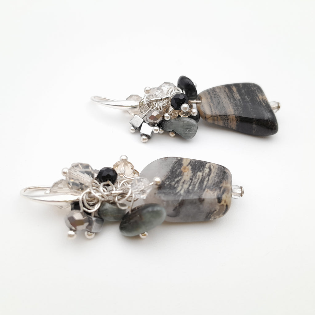 Gemstone Drop Earrings - Silverleaf Jasper
