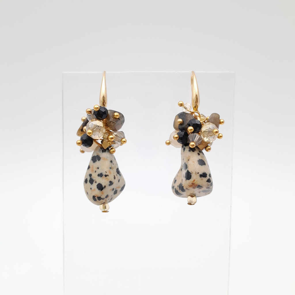 Gemstone Drop Earrings - Dalmatian Jasper