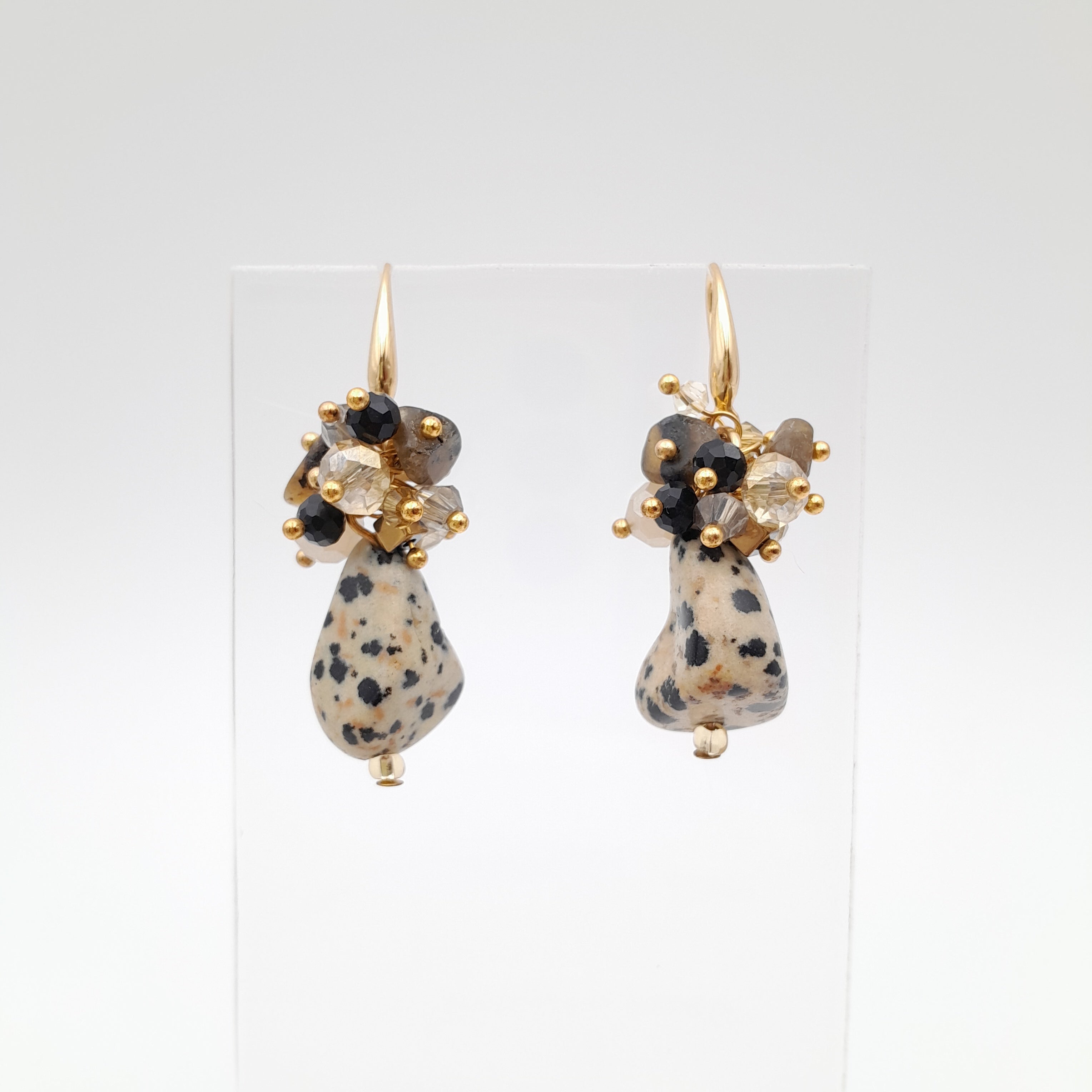 Gemstone Drop Earrings - Dalmatian Jasper