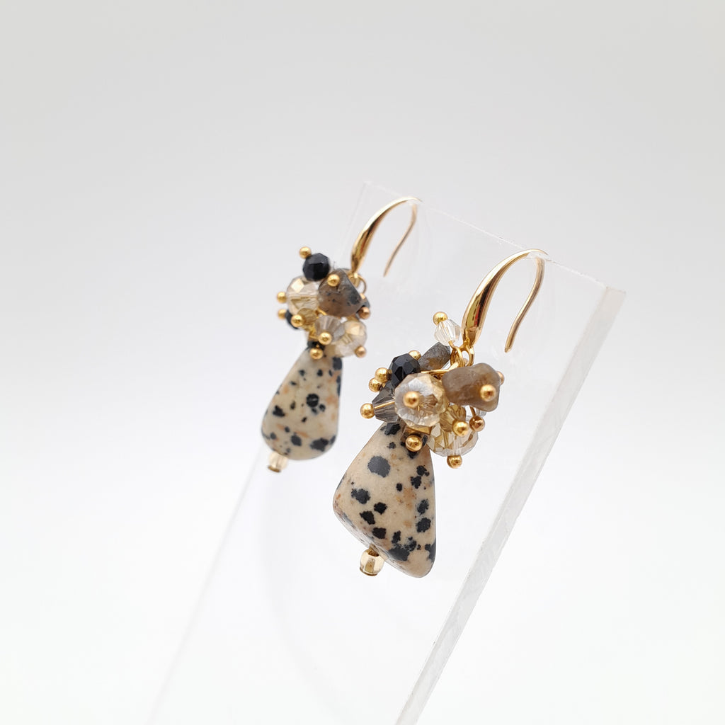 Gemstone Drop Earrings - Dalmatian Jasper