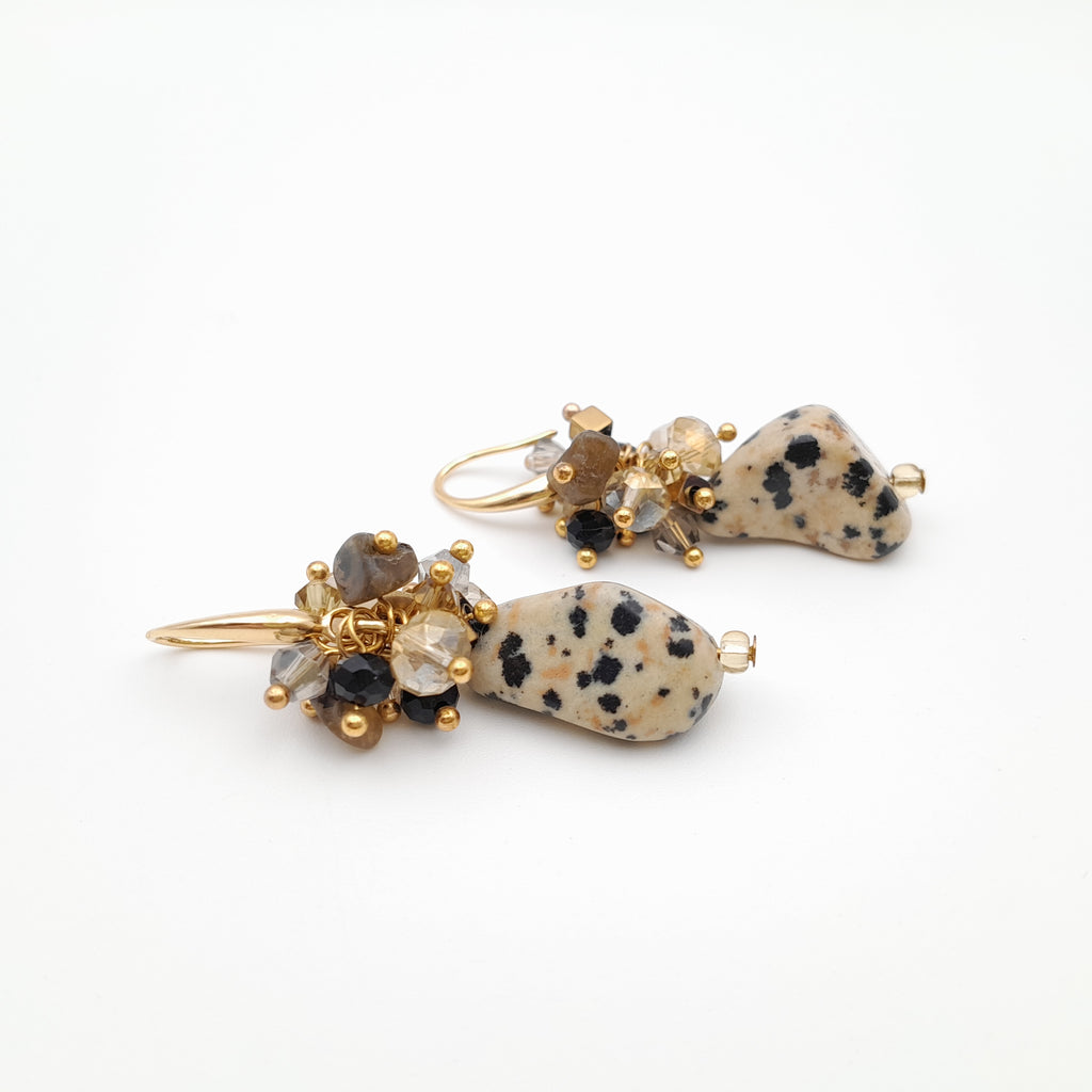 Gemstone Drop Earrings - Dalmatian Jasper