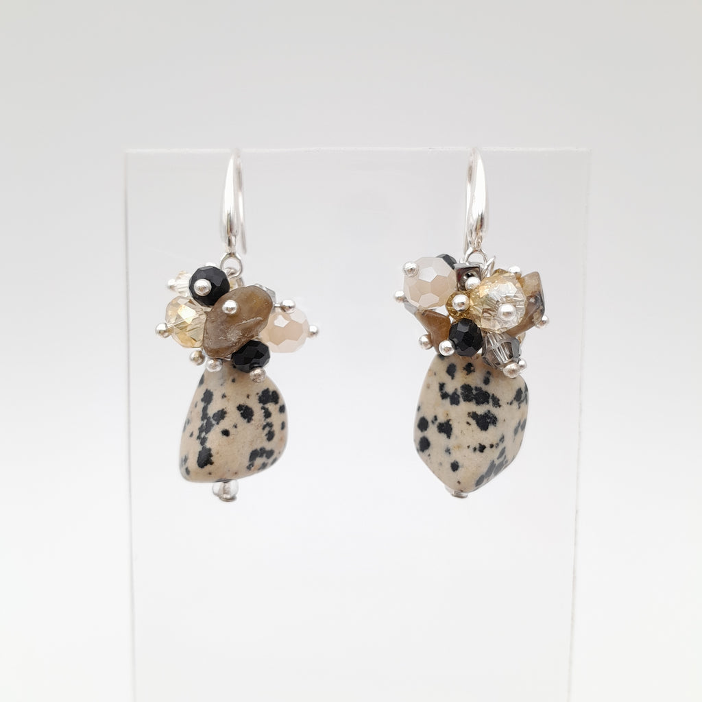 Gemstone Drop Earrings - Dalmatian Jasper