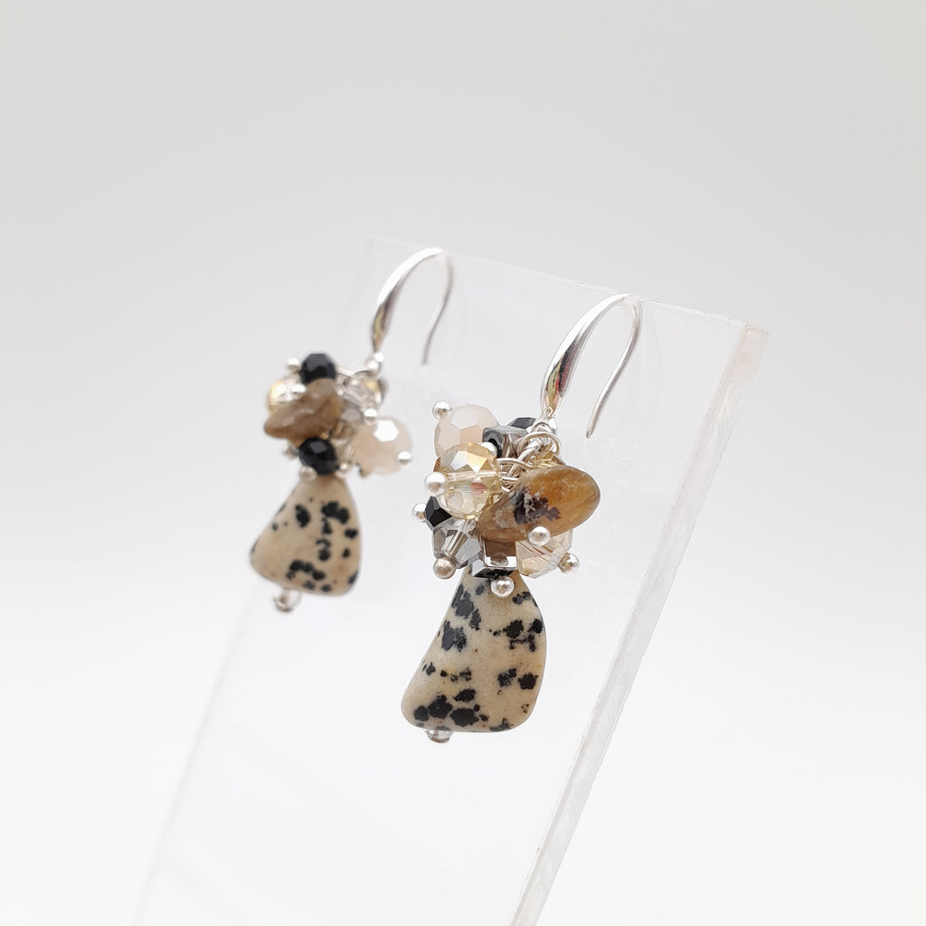 Gemstone Drop Earrings - Dalmatian Jasper