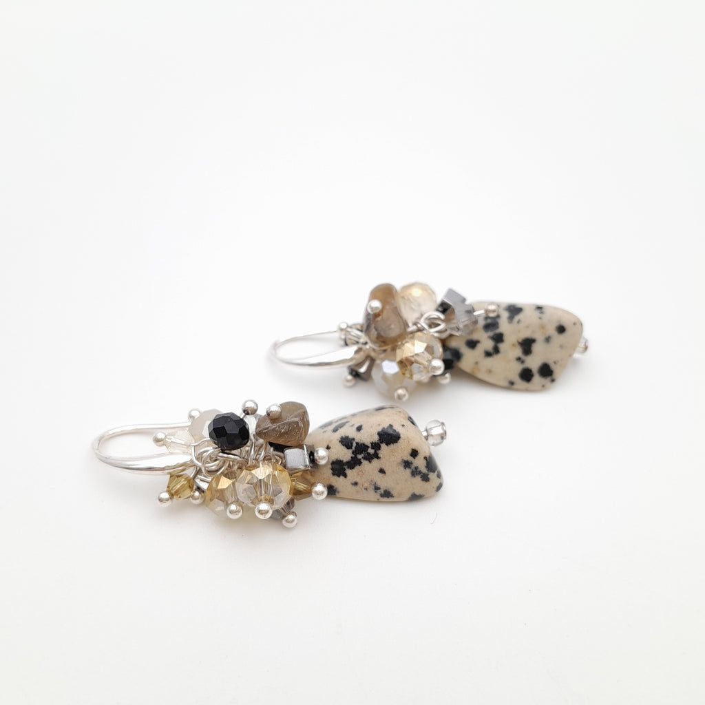 Gemstone Drop Earrings - Dalmatian Jasper