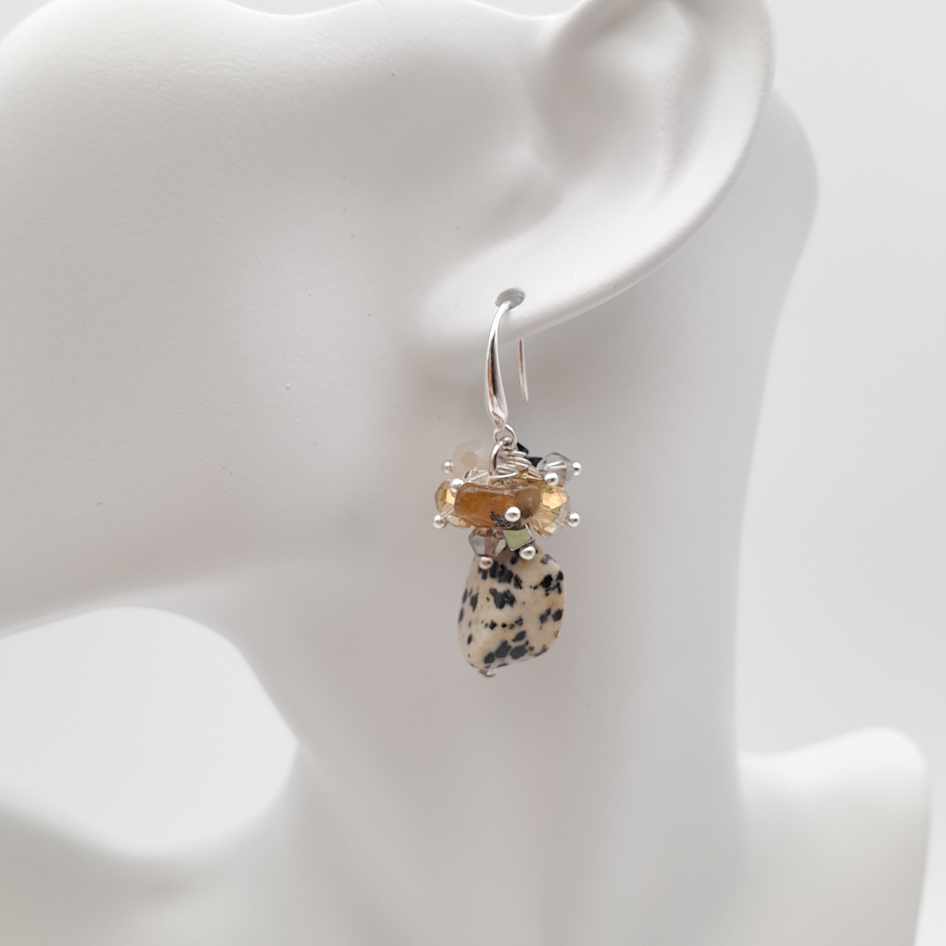Gemstone Drop Earrings - Dalmatian Jasper