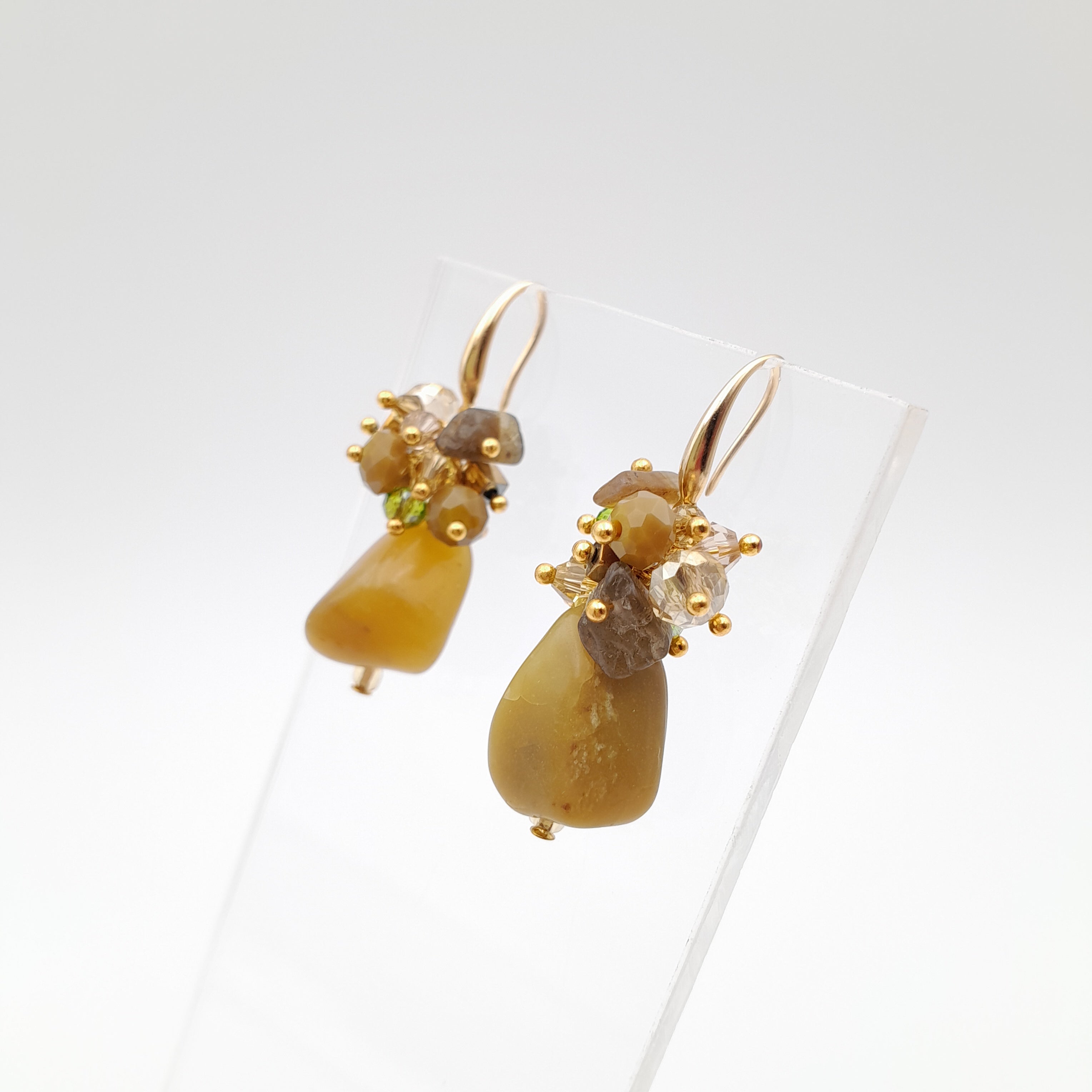 Gemstone Drop Earrings - Olive Opal