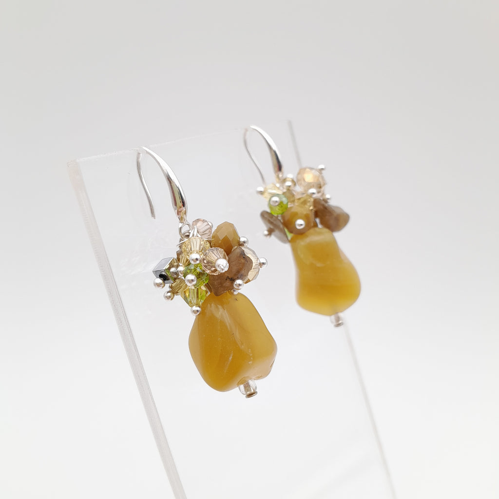 Gemstone Drop Earrings - Olive Opal