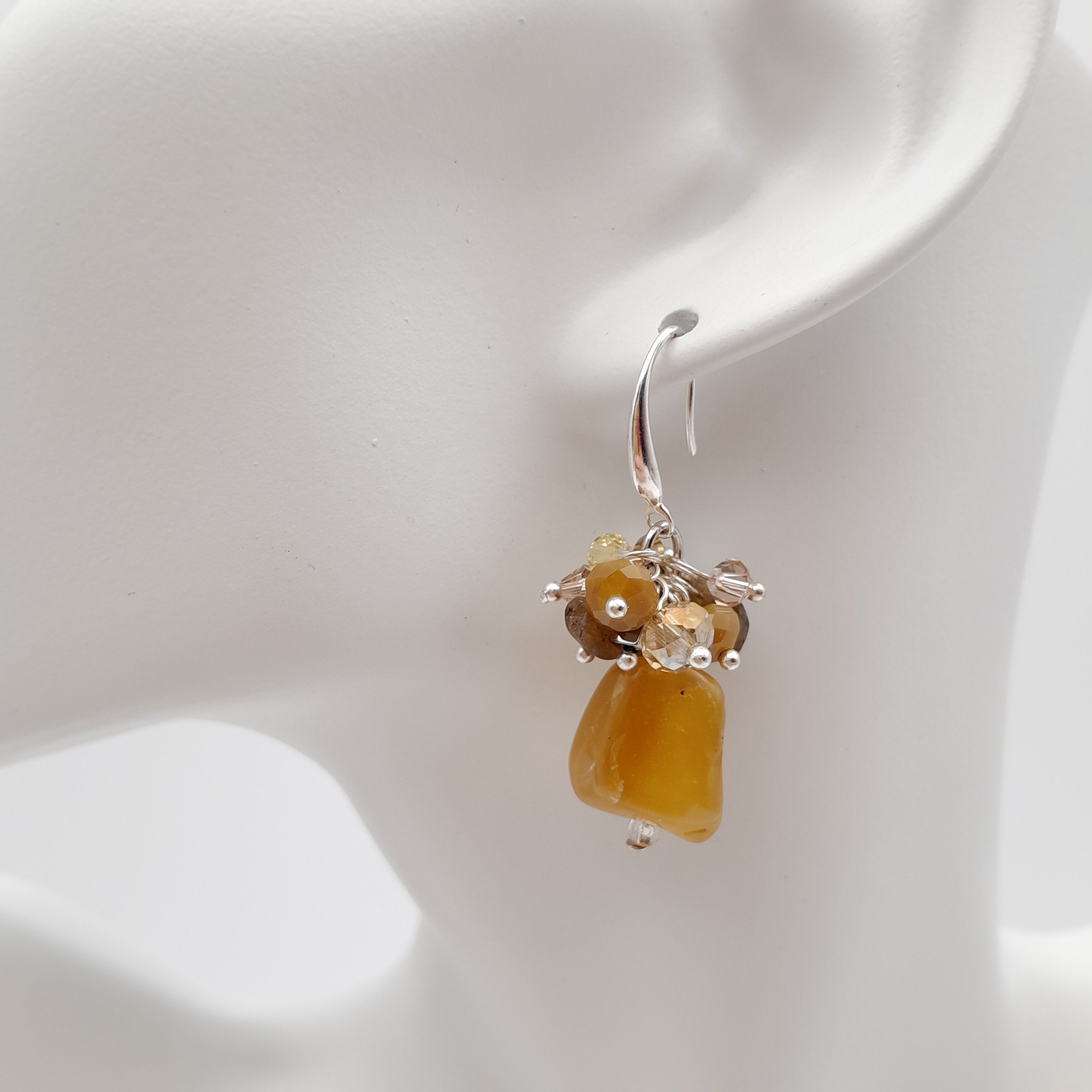 Gemstone Drop Earrings - Olive Opal