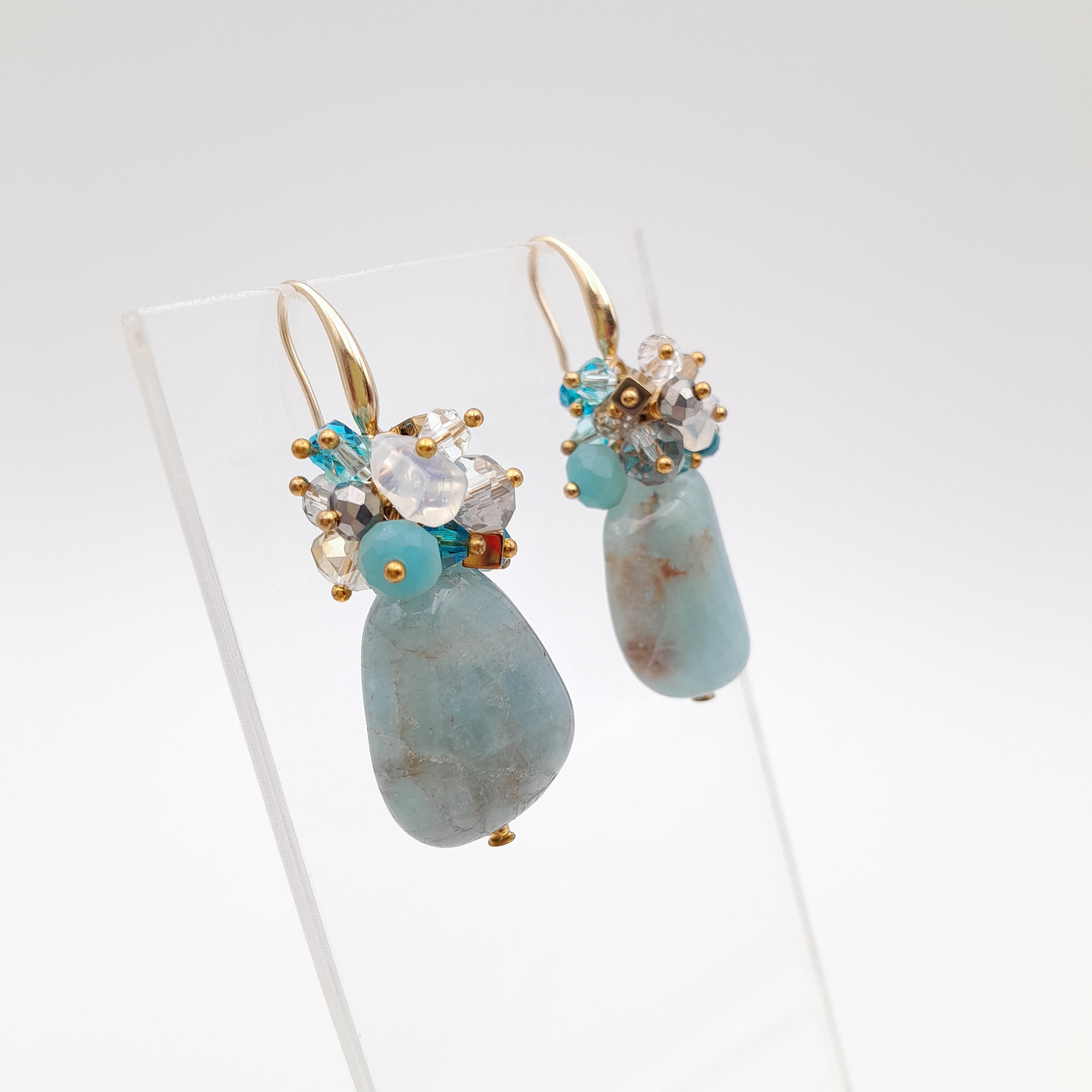 Gemstone Drop Earrings - Aquamarine