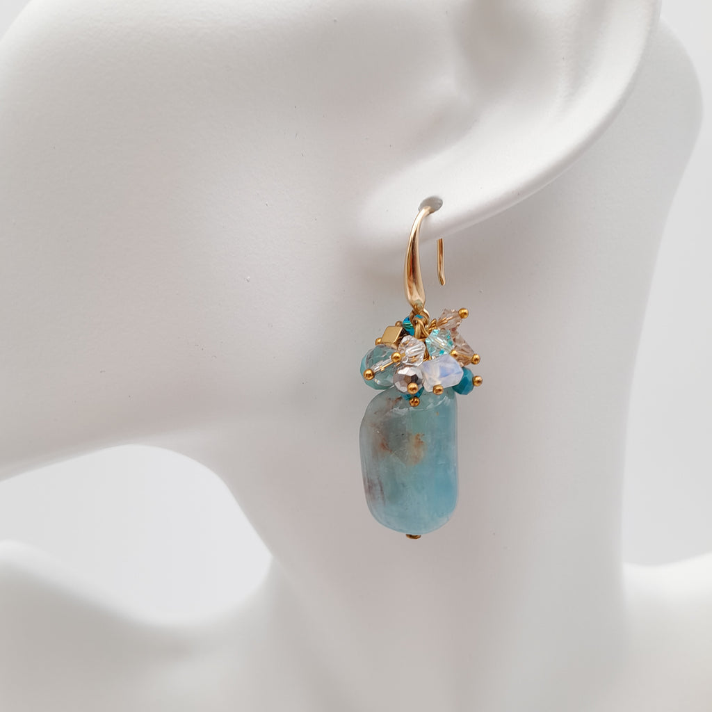 Gemstone Drop Earrings - Aquamarine