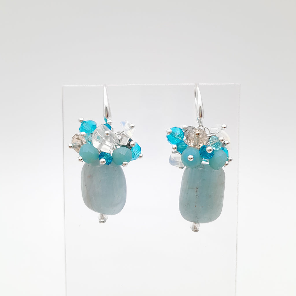 Gemstone Drop Earrings - Aquamarine