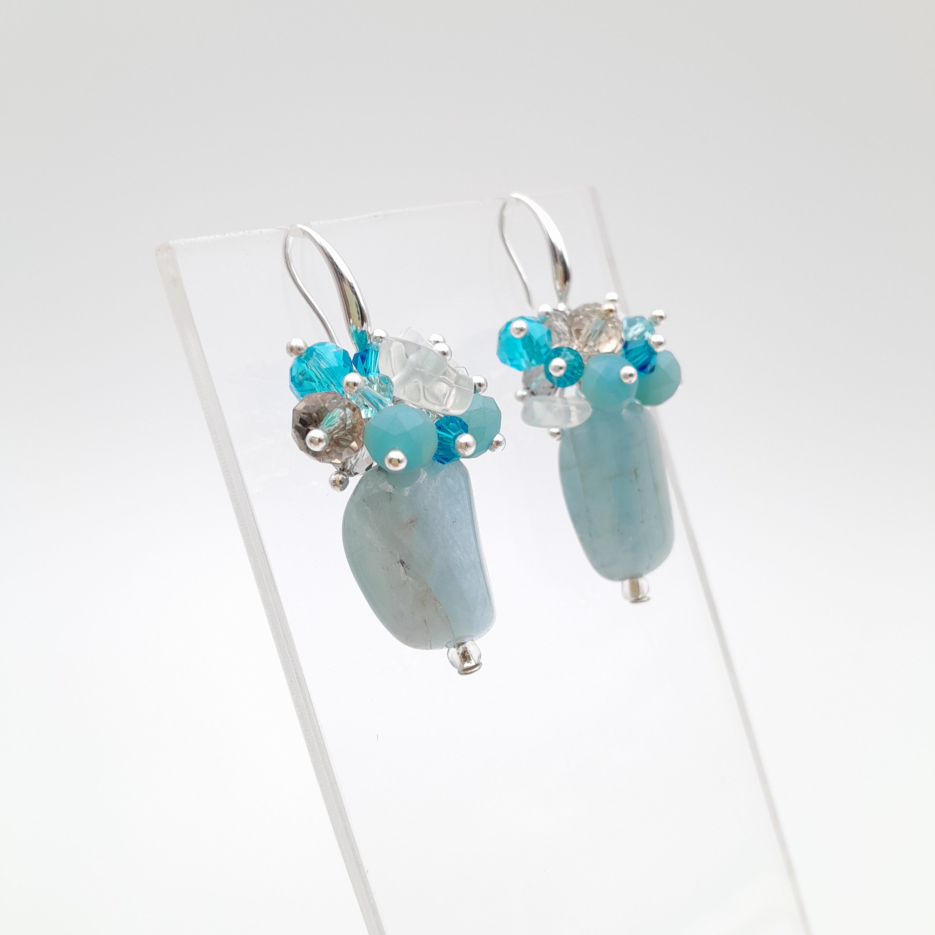 Gemstone Drop Earrings - Aquamarine