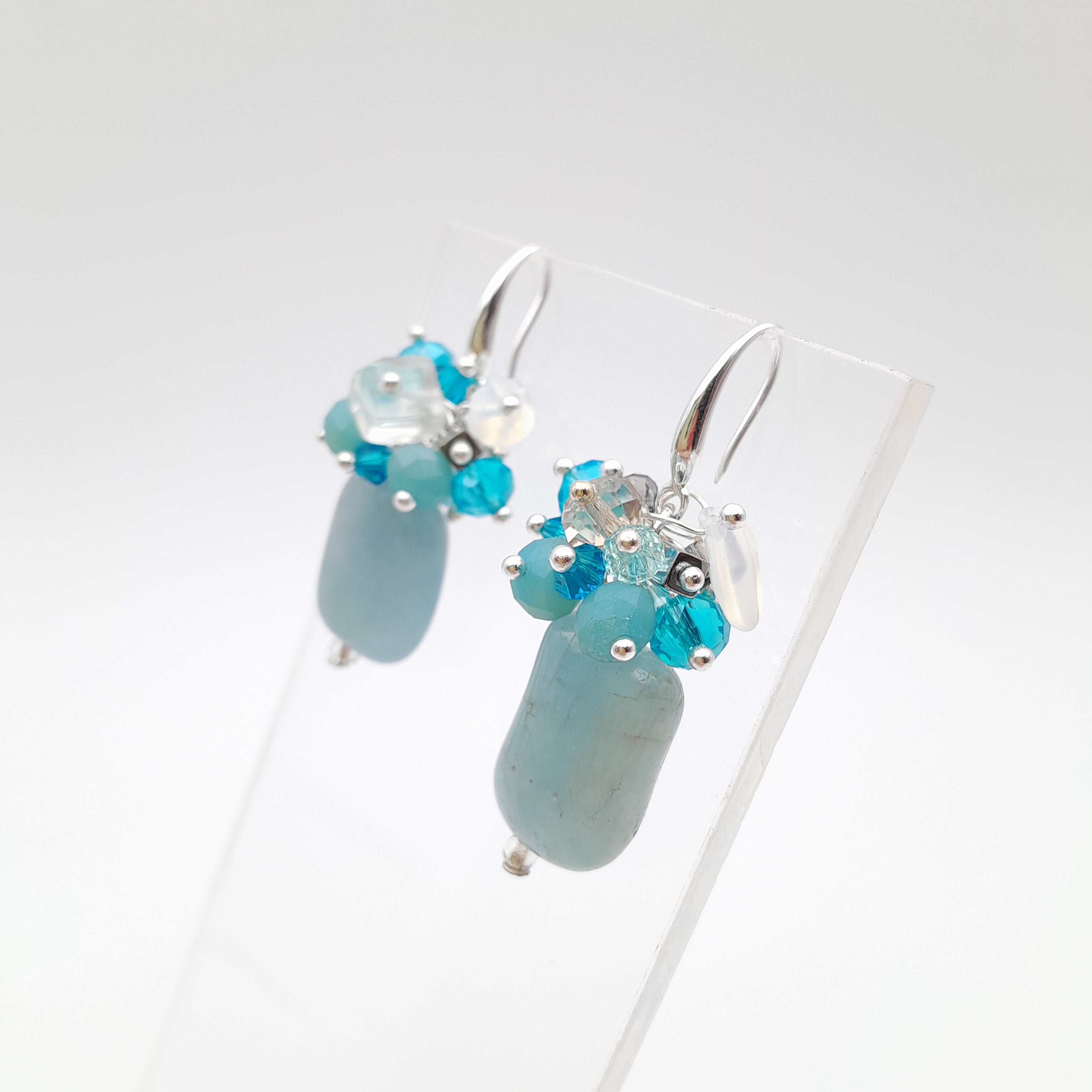 Gemstone Drop Earrings - Aquamarine