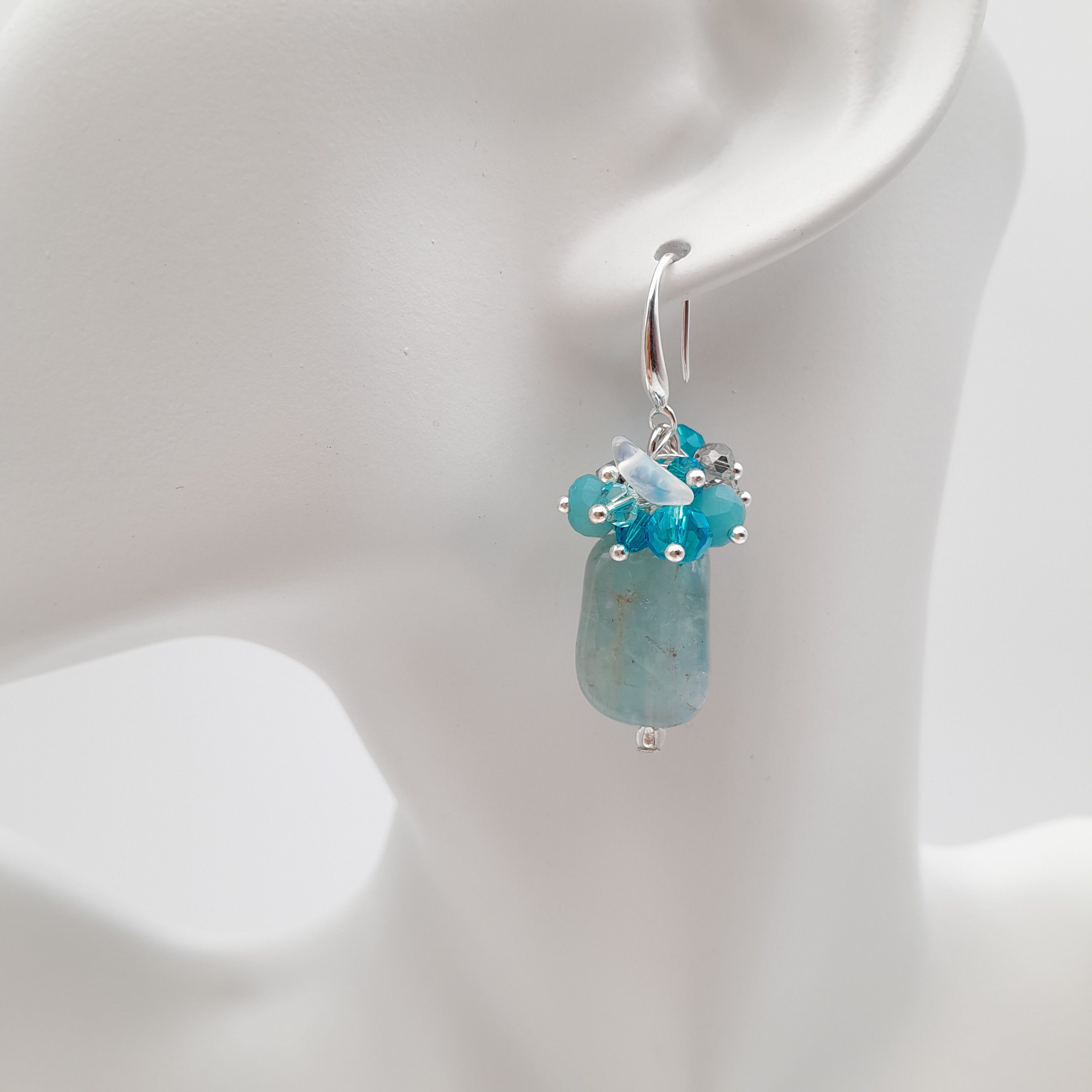 Gemstone Drop Earrings - Aquamarine