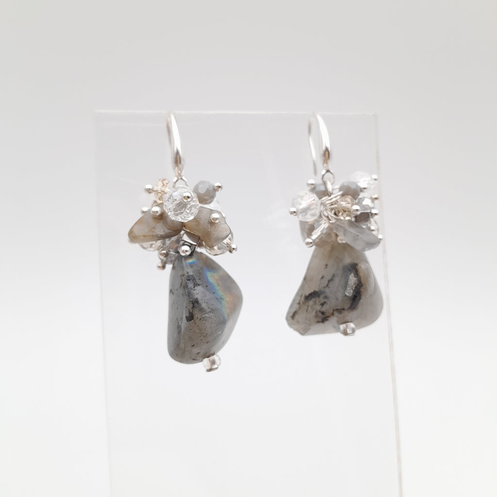 Gemstone Drop Earrings - Labradorite