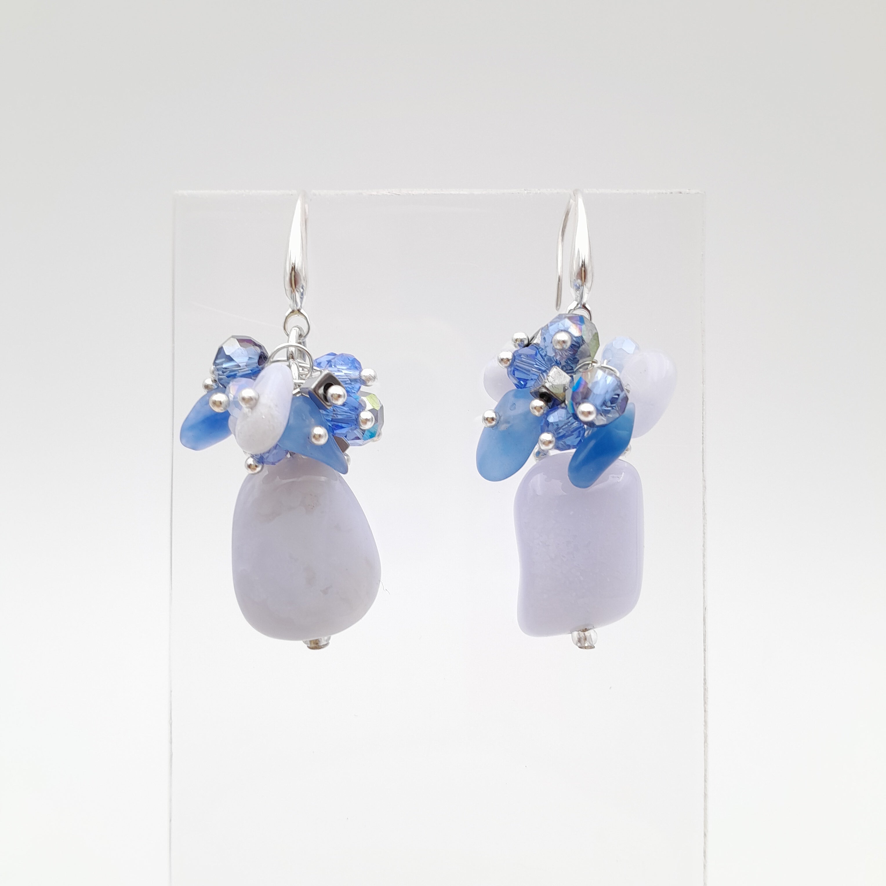 Gemstone Drop Earrings - Blue Lace Agate
