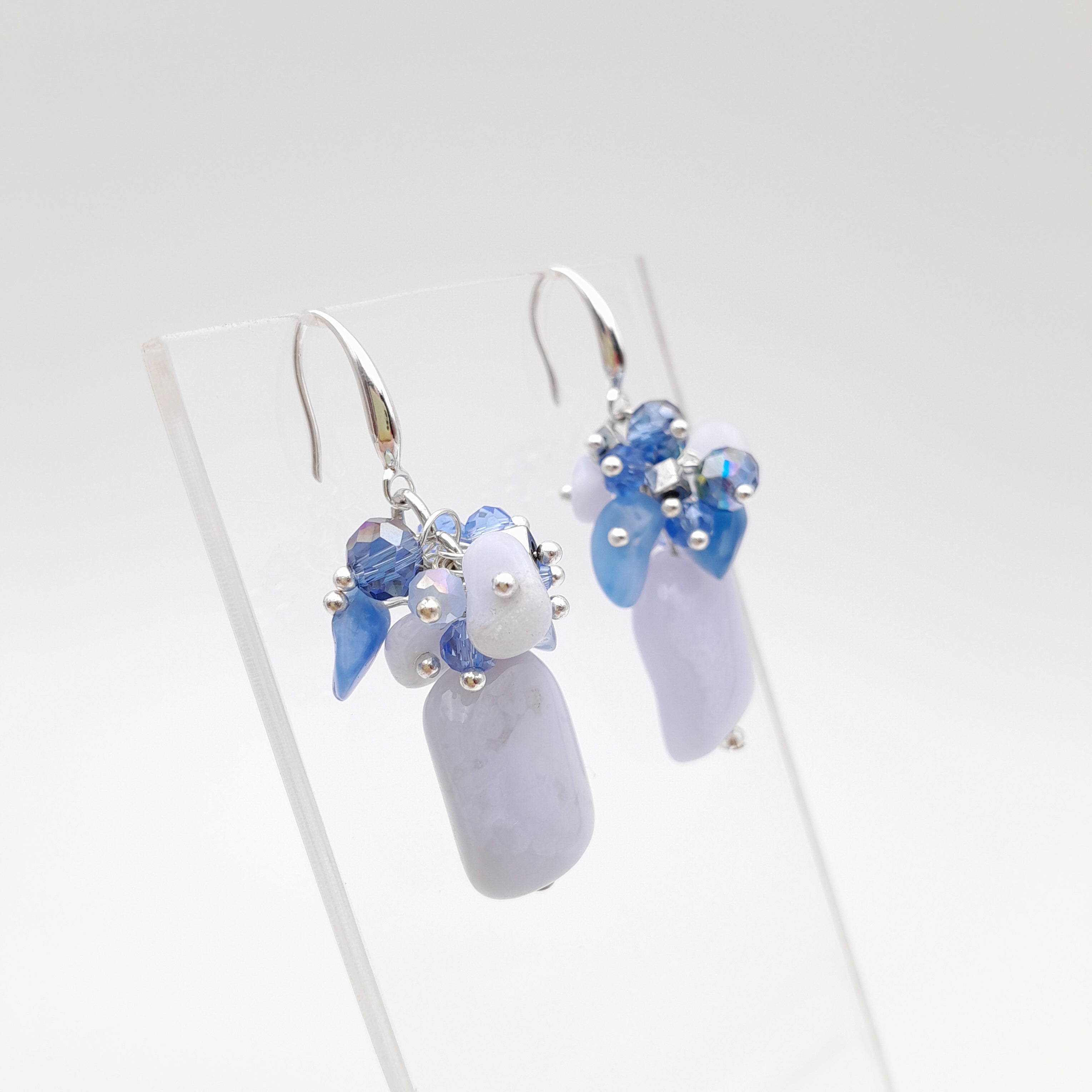 Gemstone Drop Earrings - Blue Lace Agate