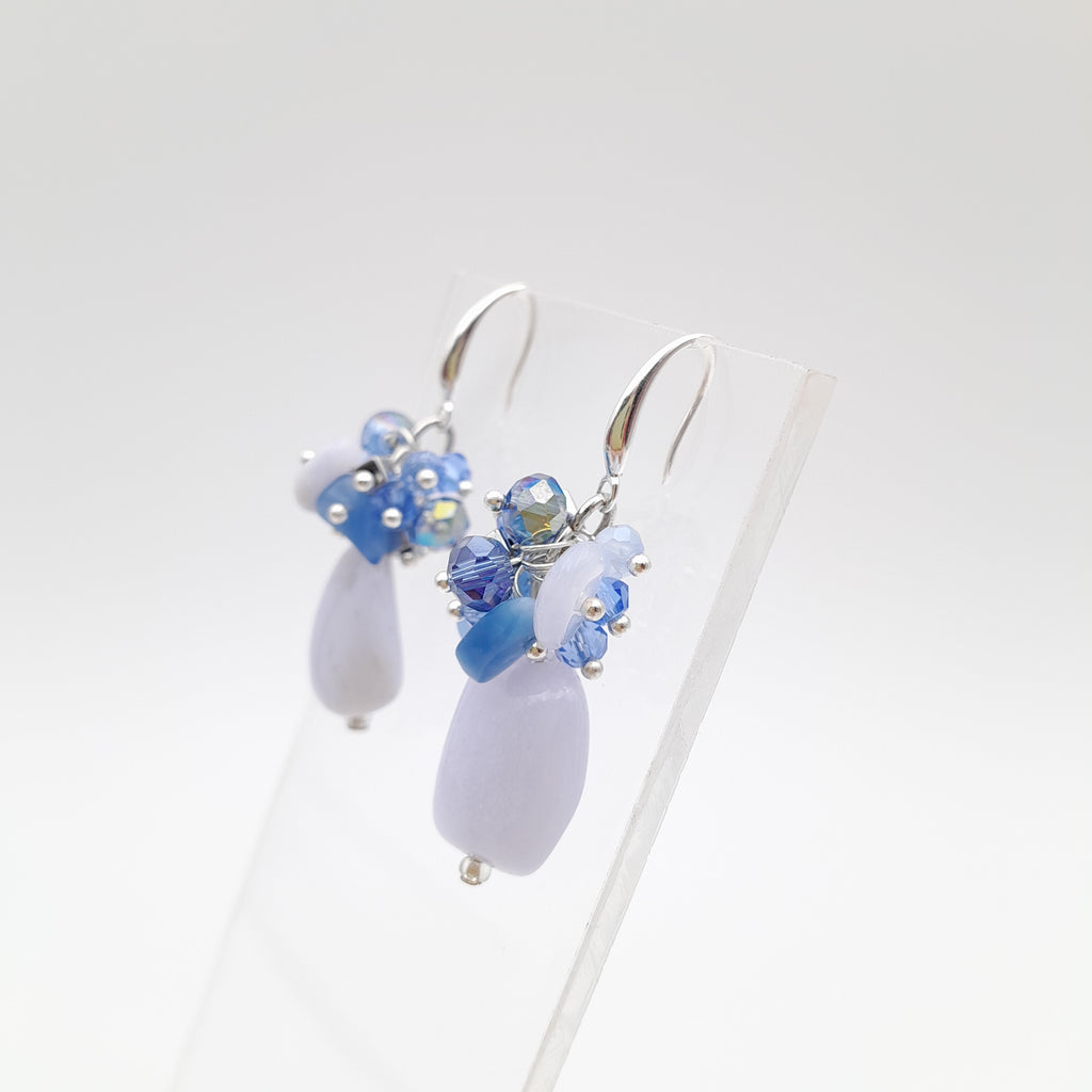 Gemstone Drop Earrings - Blue Lace Agate