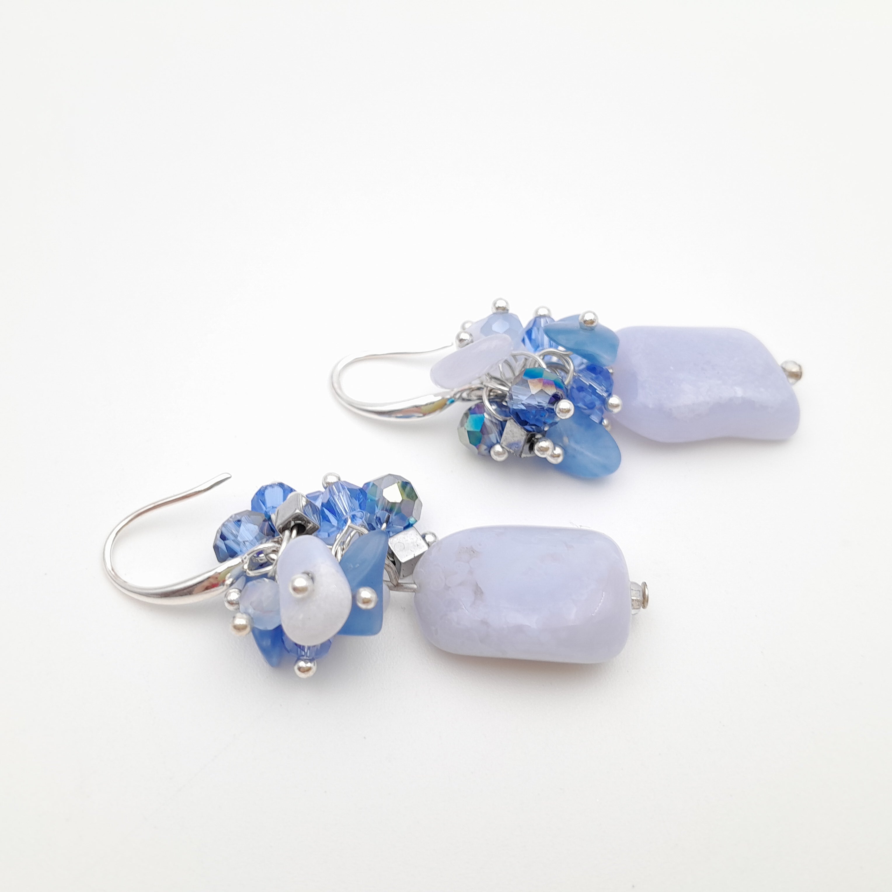 Gemstone Drop Earrings - Blue Lace Agate